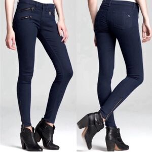 Rag & Bone Skinny Side Zipper Detail Black Moto Jeans Size 25
